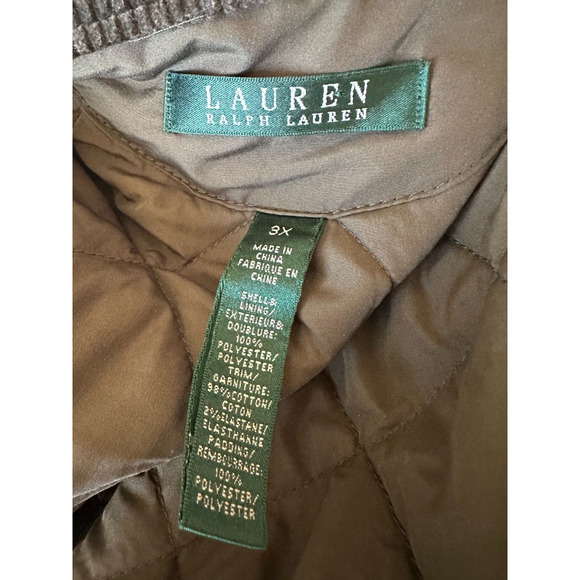 Lauren Ralph Lauren Quilted Barn Field Jacket Coat Zip Snap Green Plus Size 3X - Picture 9 of 15